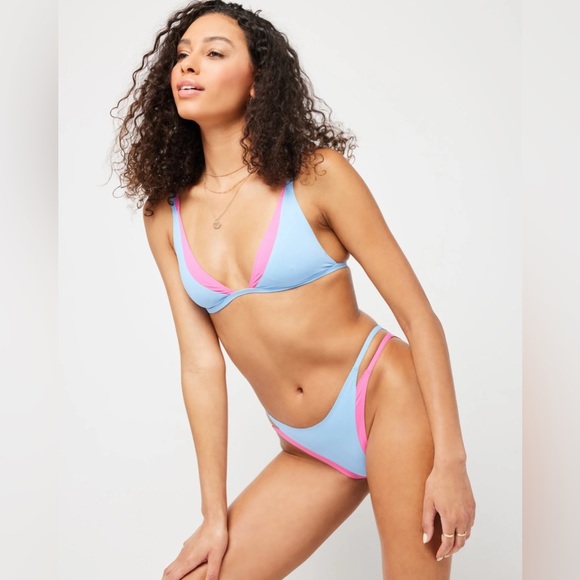L*Space Seam-Free Finneas Bikini Top Blue/Pink -XS- NWT New with Tags! - Picture 4 of 16